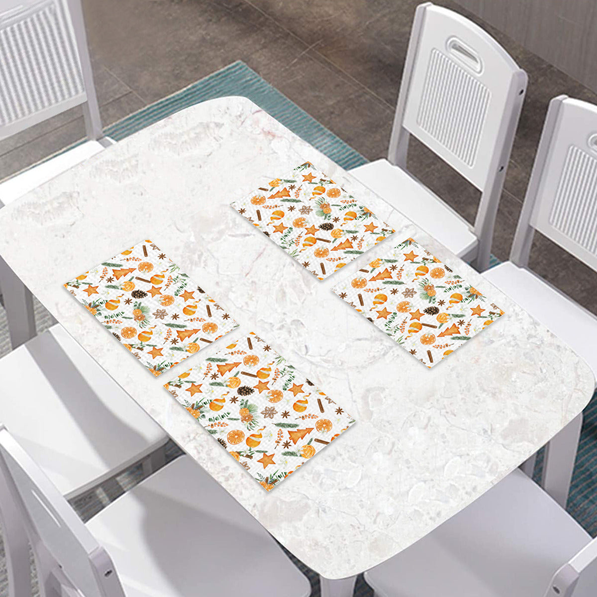 Citrus Spice Christmas Placemats in White