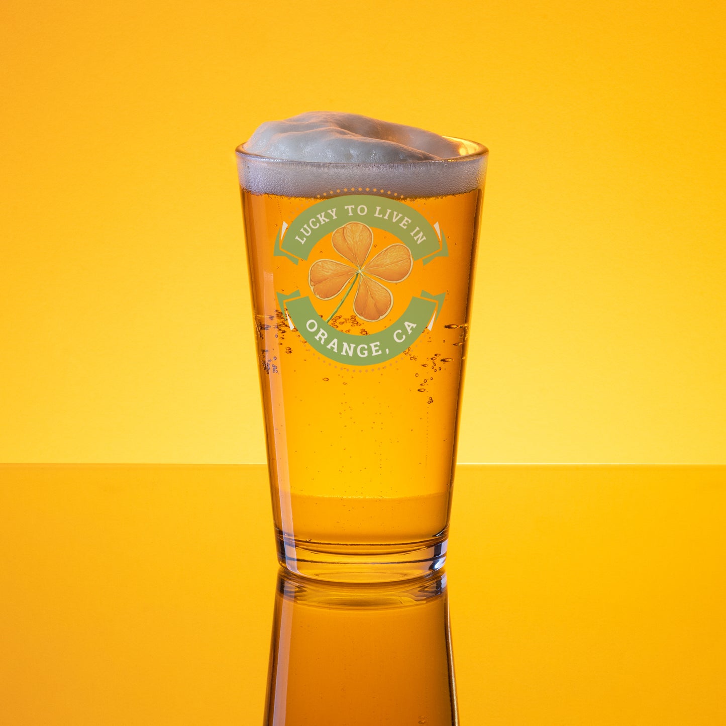 Lucky to Live in Orange St. Patrick's Day pint glass