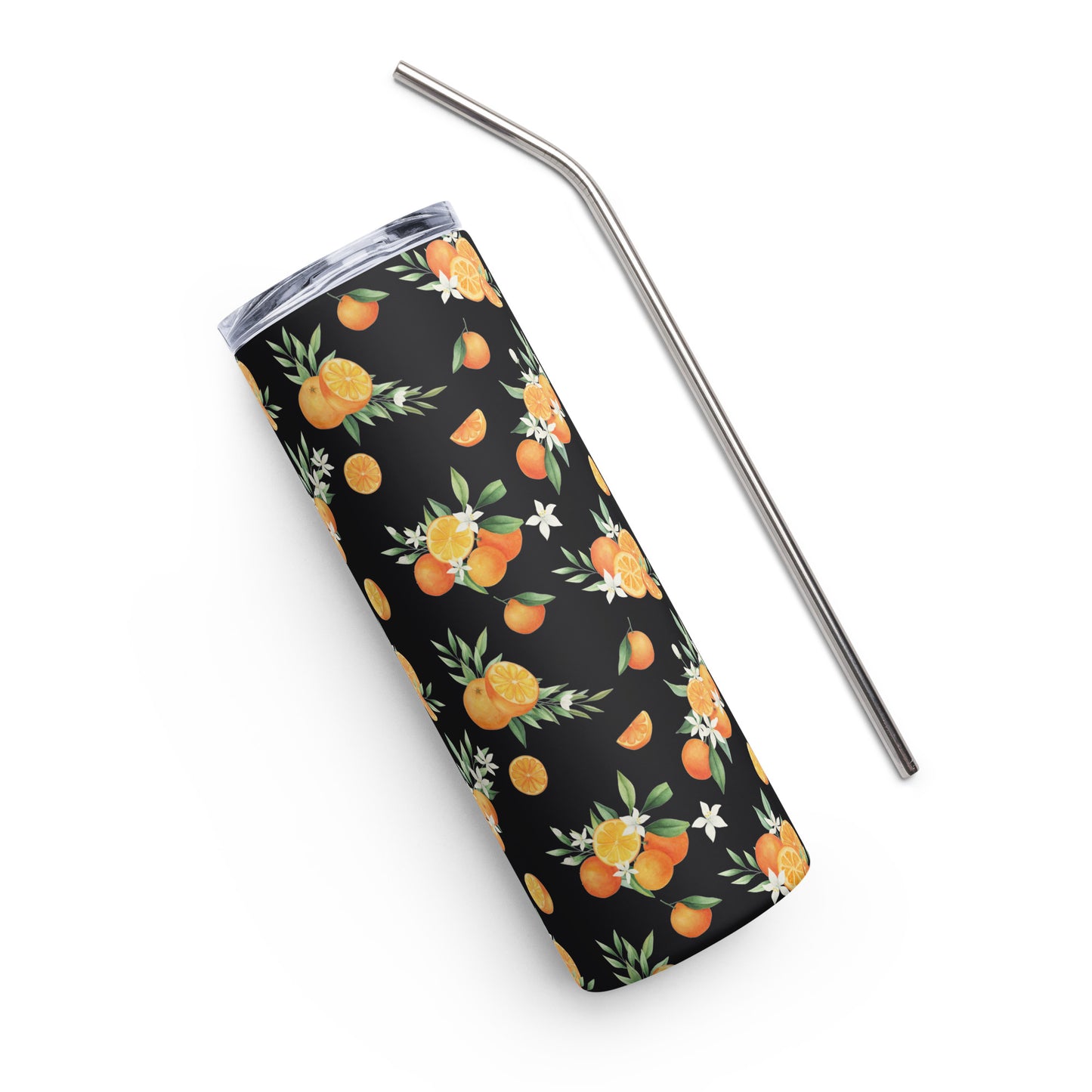 Orange Citrus Floral Stainless steel tumbler