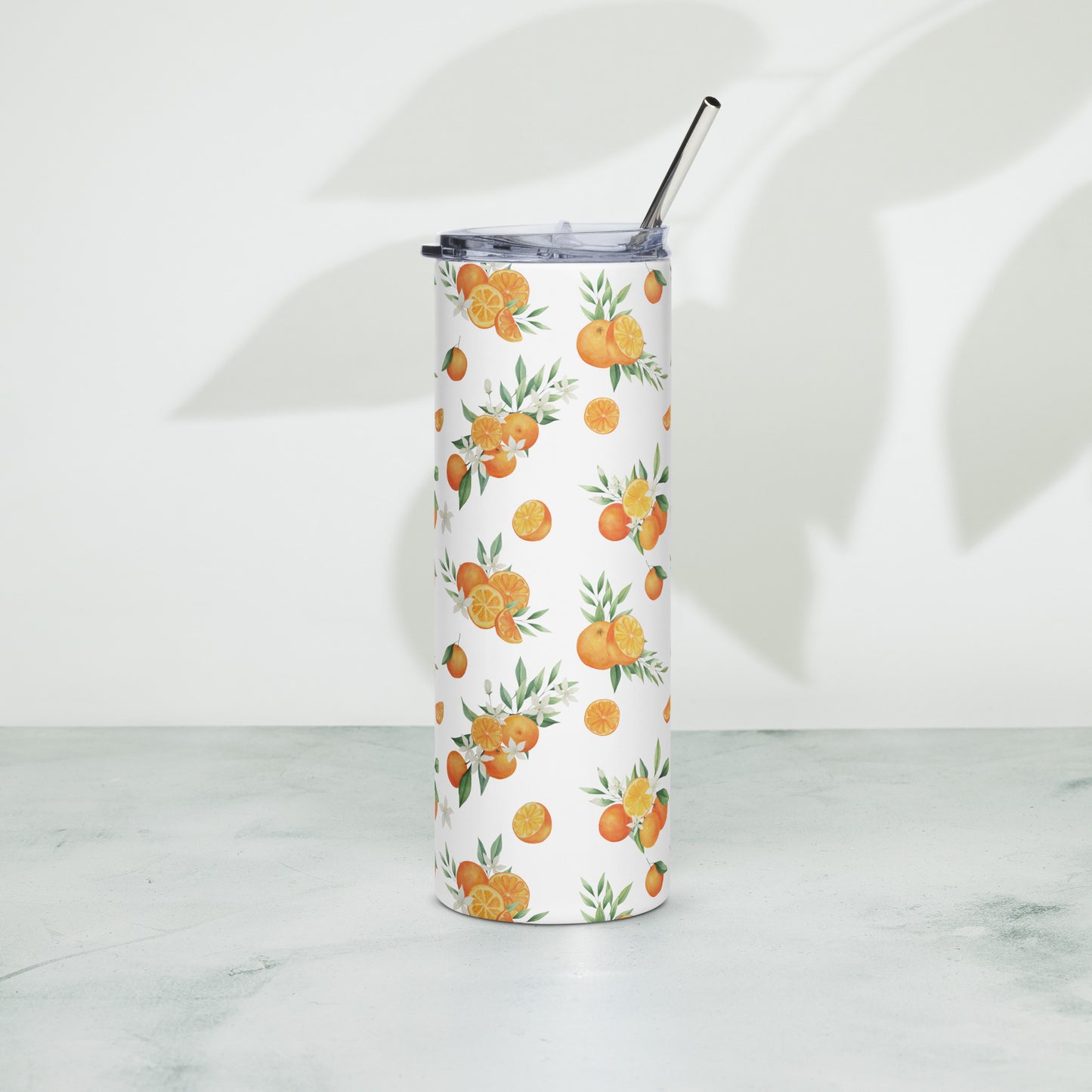 Orange Citrus Floral Stainless steel tumbler