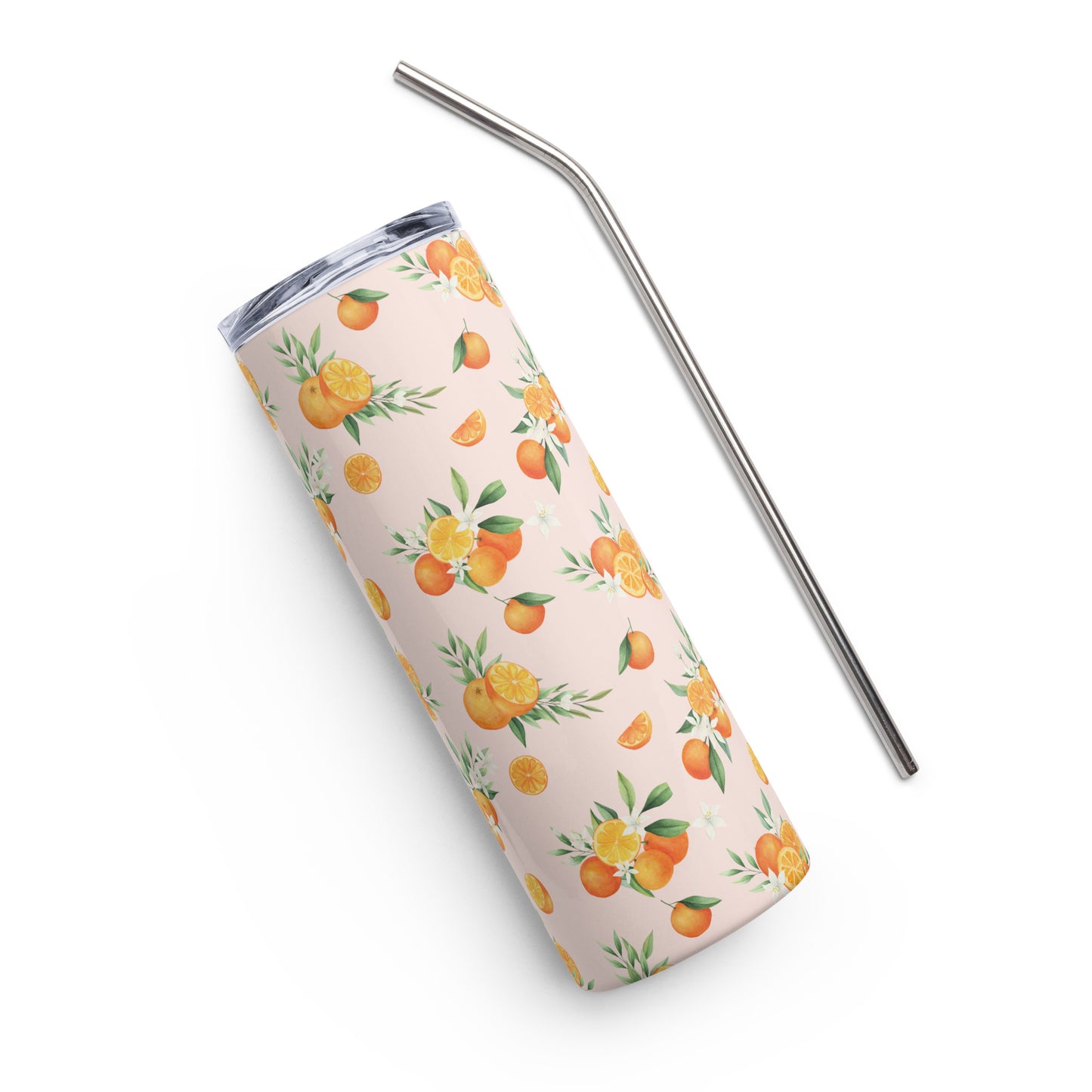 Orange Citrus Floral Stainless steel tumbler