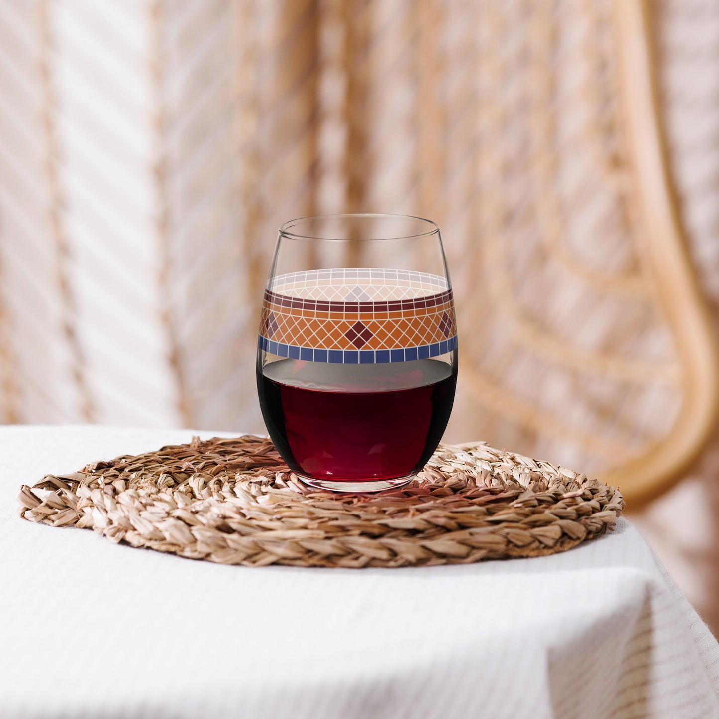 Fountain Tiles Stemless wine glass