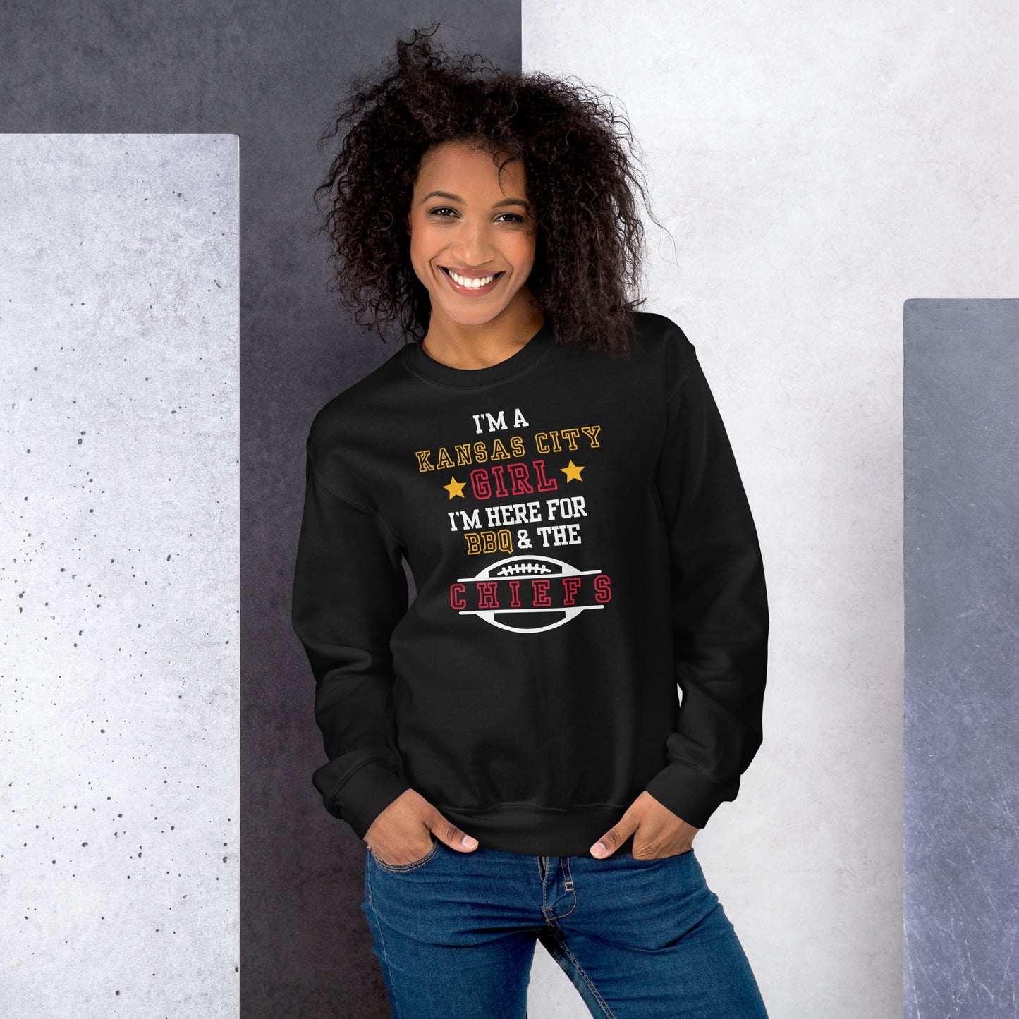 Kansas City Girl BBQ and Chiefs Sweatshirt in Black