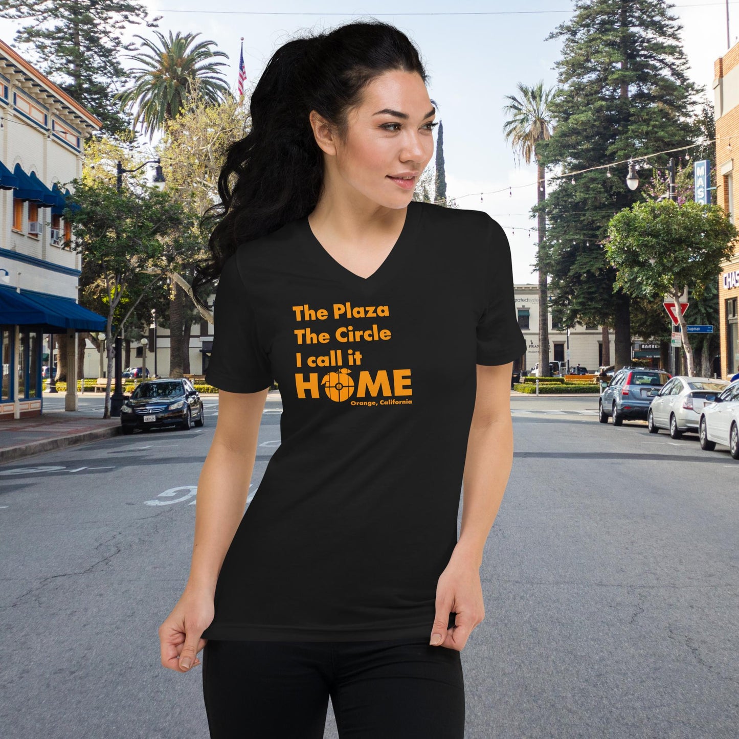 "The Plaza The Circle I call it Home" Short Sleeve V-Neck T-Shirt