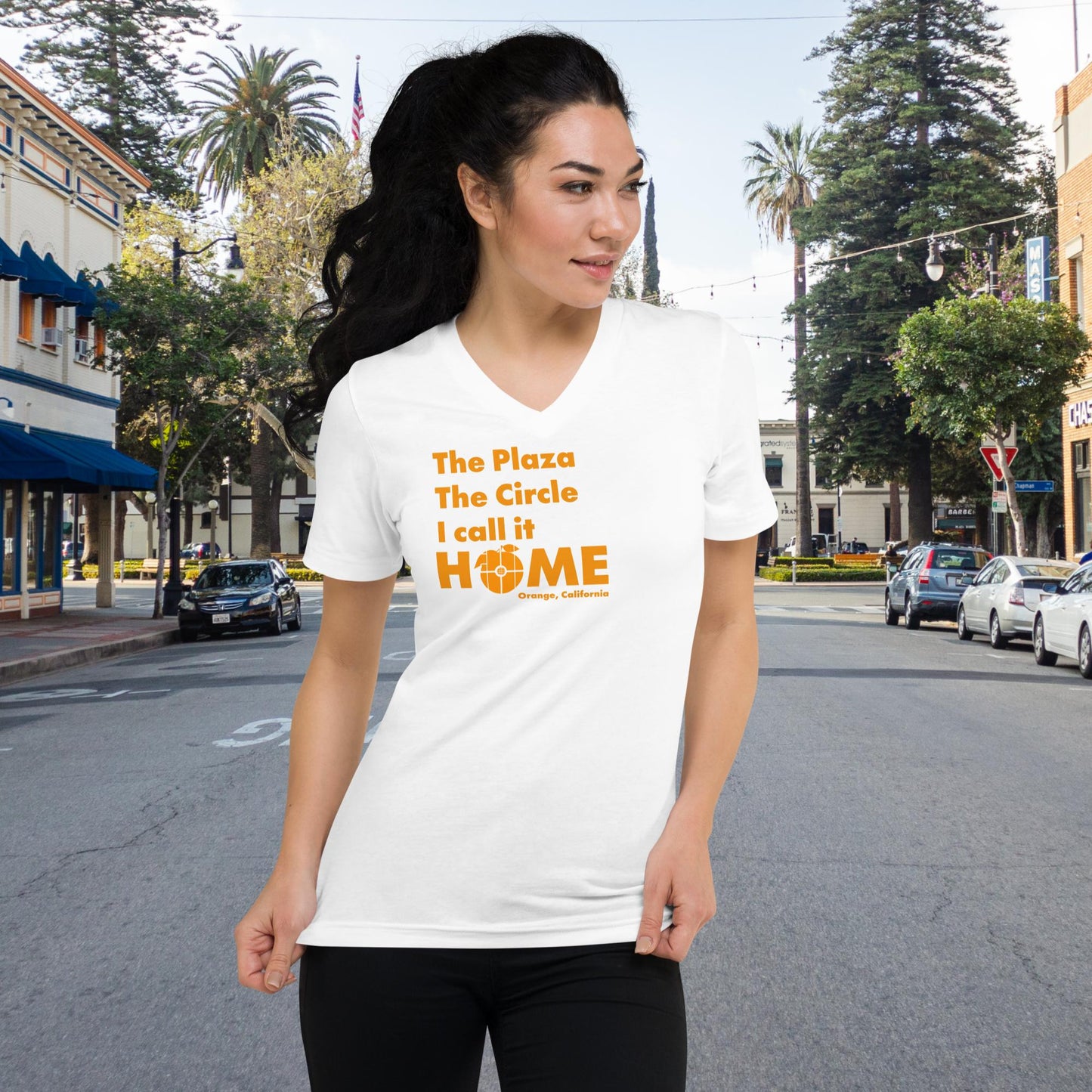 "The Plaza The Circle I call it Home" Short Sleeve V-Neck T-Shirt