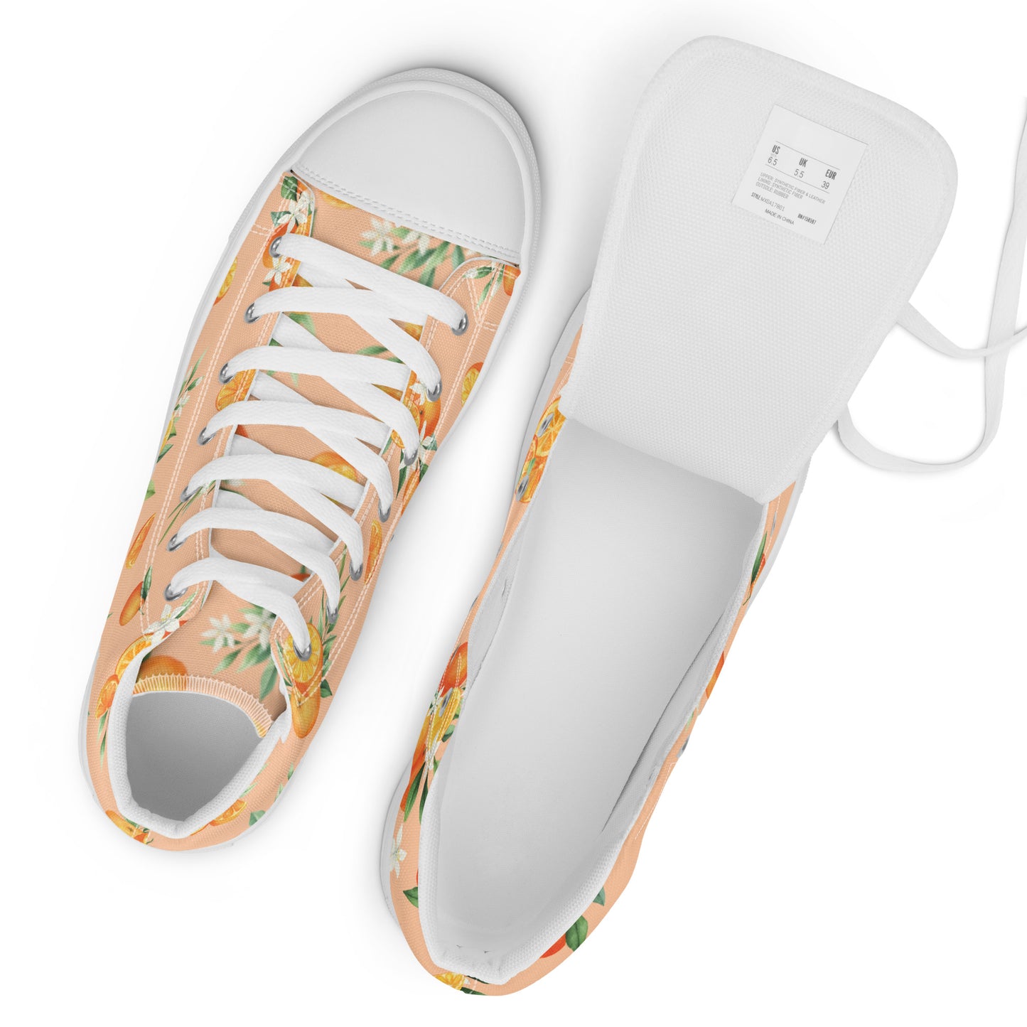 Women’s Floral Orange high top canvas shoes