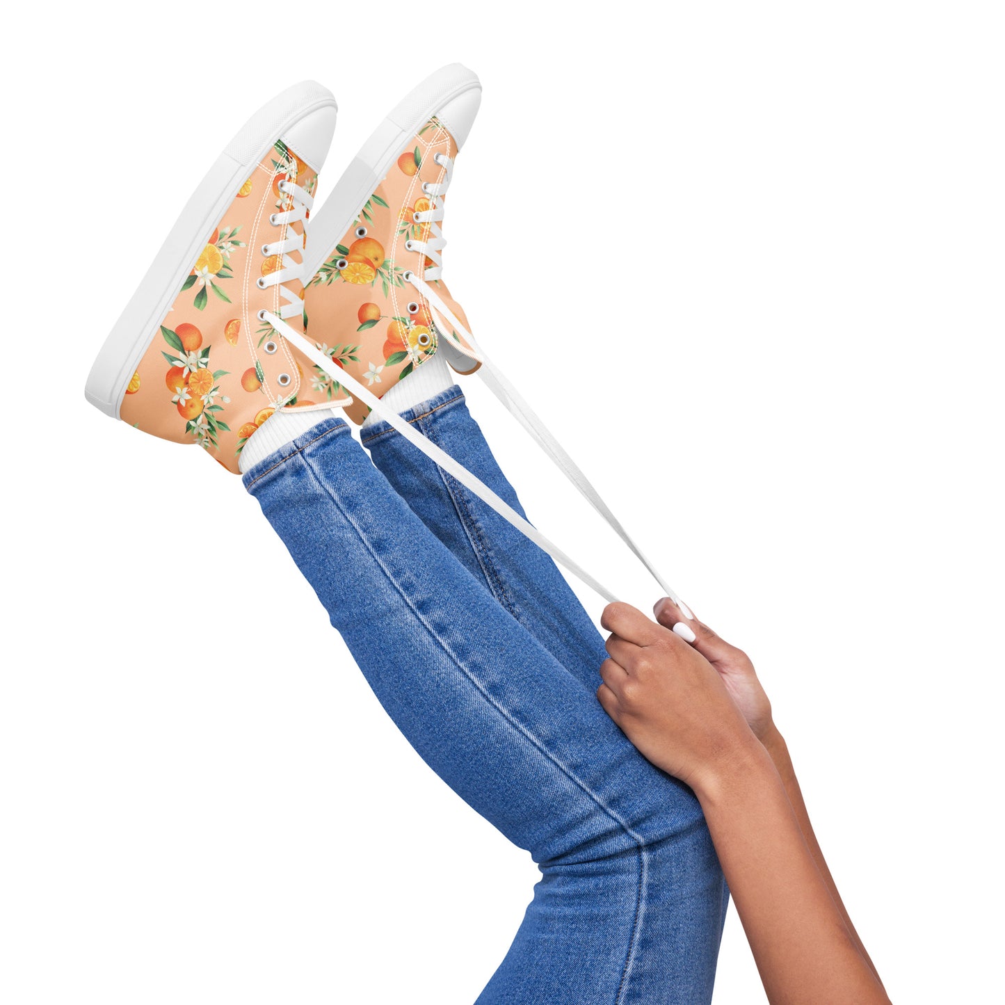 Women’s Floral Orange high top canvas shoes