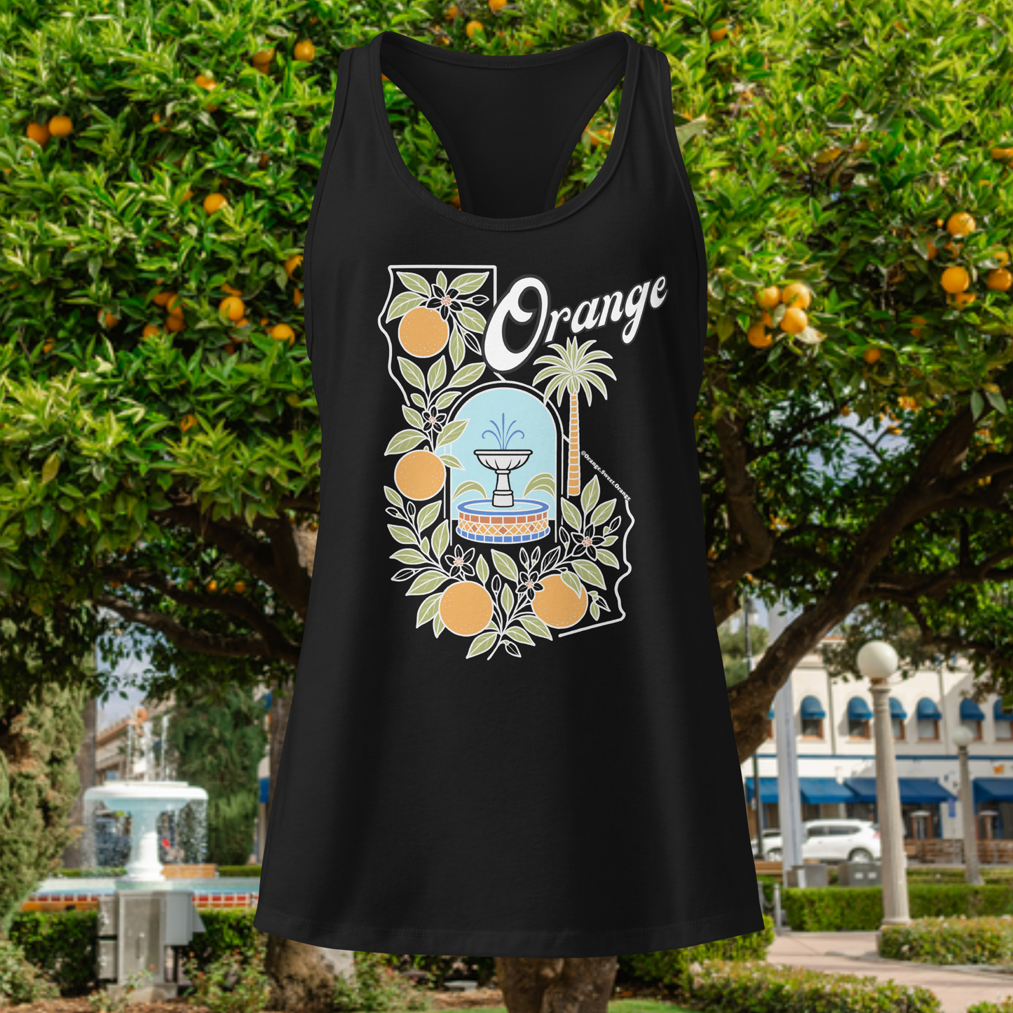 Orange California Womens' Racerback Tank Black – Retro Edition