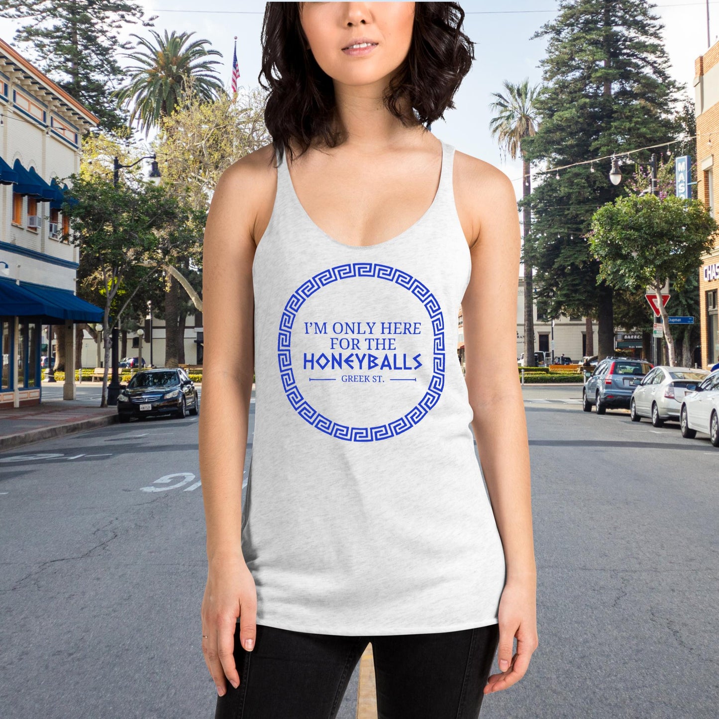 "I'm only here for the honeyballs" - Women's Racerback Tank. - Greek Street