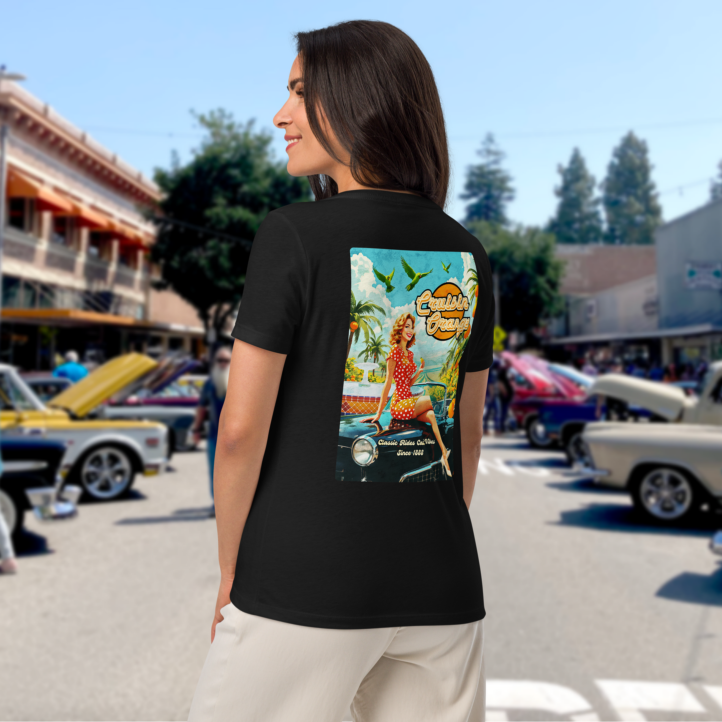 Cruisin' Orange V-Neck Tee – Limited Edition Women’s relaxed v-neck t-shirt