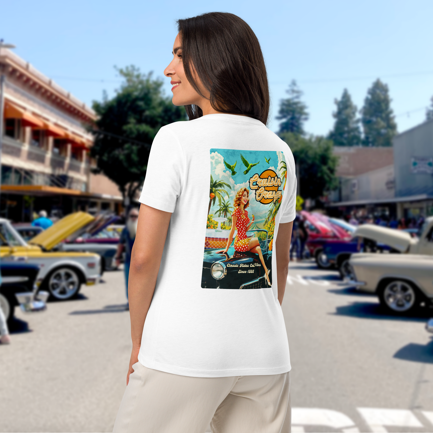 Cruisin' Orange V-Neck Tee – Limited Edition Women’s relaxed v-neck t-shirt