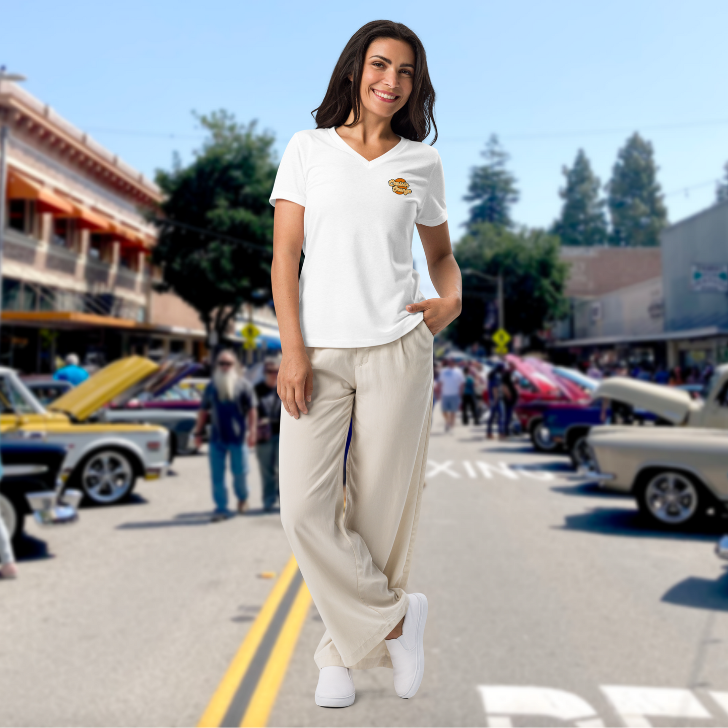 Cruisin' Orange V-Neck Tee – Limited Edition Women’s relaxed v-neck t-shirt