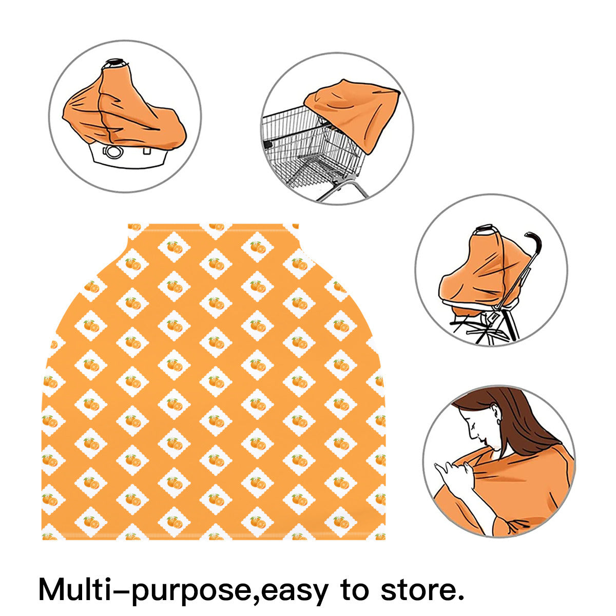 Lil Cuties Scallop Oranges Nursing and Car Seat Cover