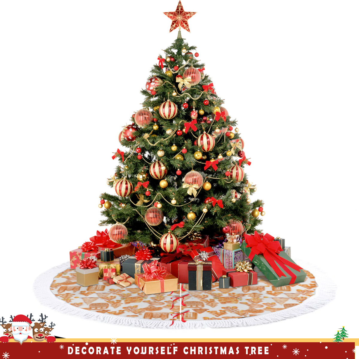 Old Towne Orange Gingerbread Village Tree Skirt