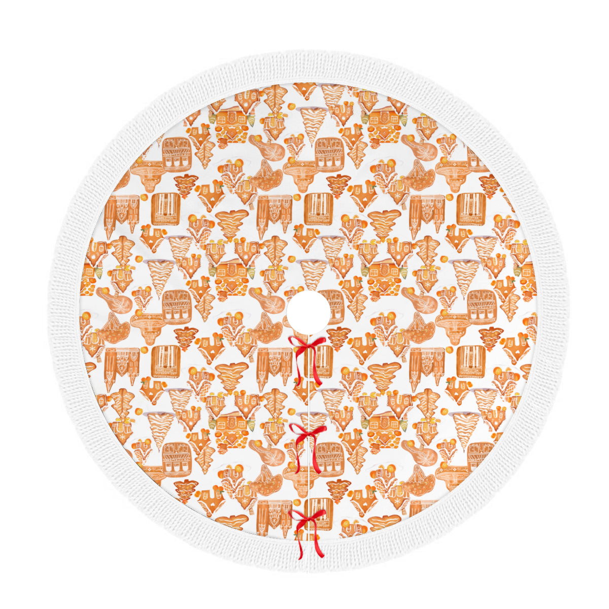 Old Towne Orange Gingerbread Village Tree Skirt