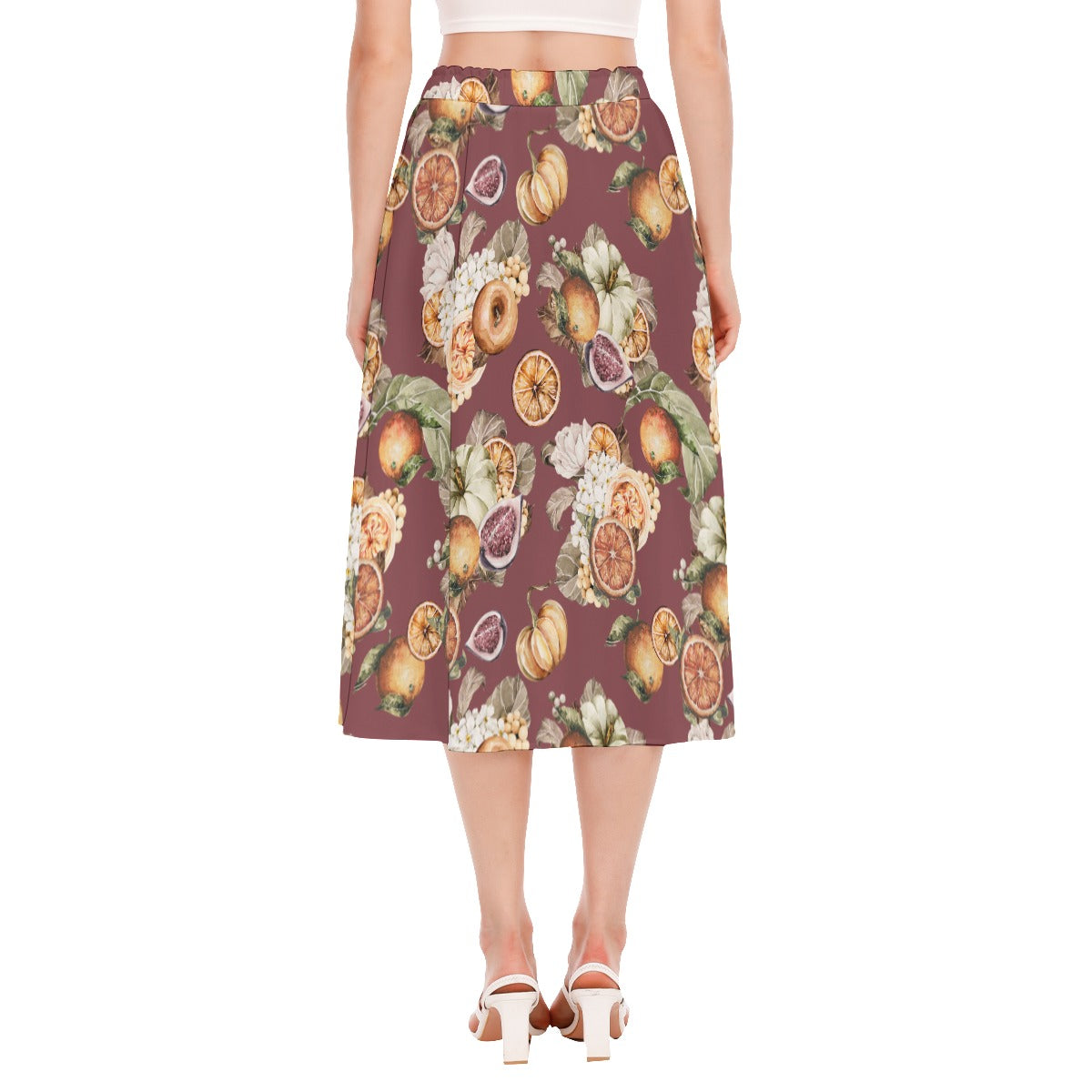 Miss Old Towne Orange Fall Women's Long Section Chiffon Skirt