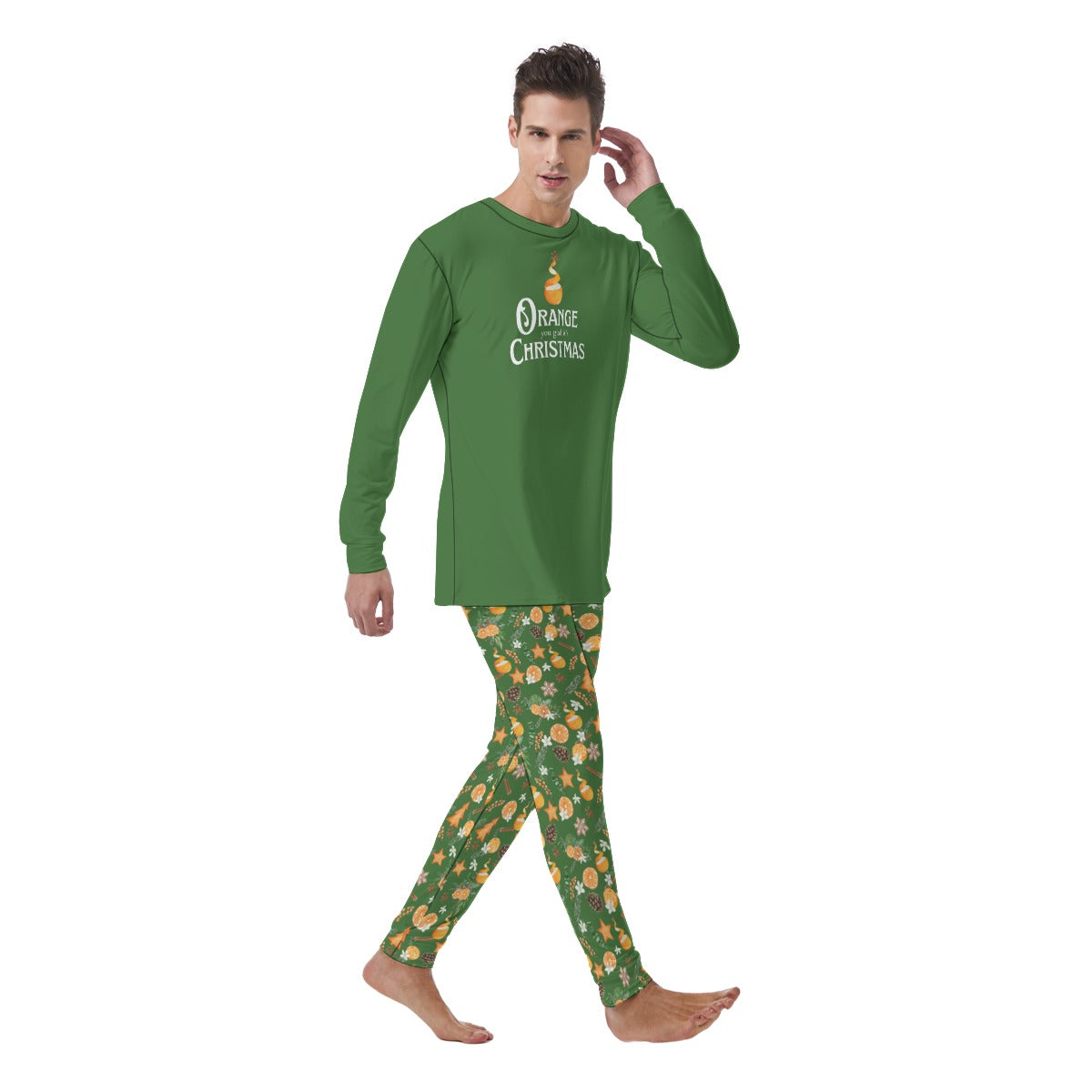 Orange you glad it's Christmas - Men's Pajamas in Green