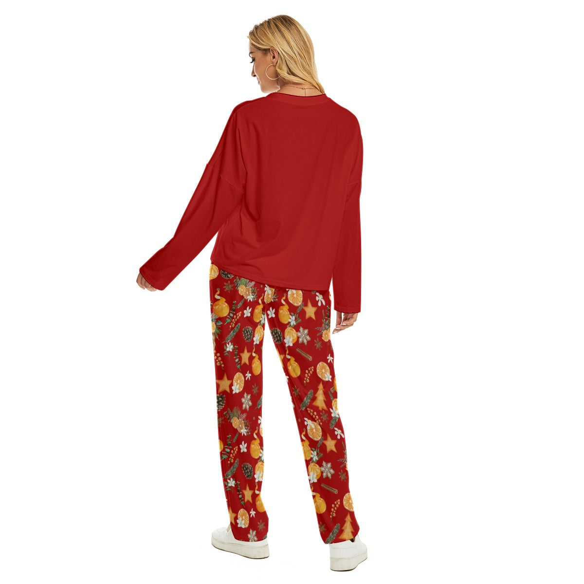 "Orange for the Holidays" - Women's Pajama Suit in Red