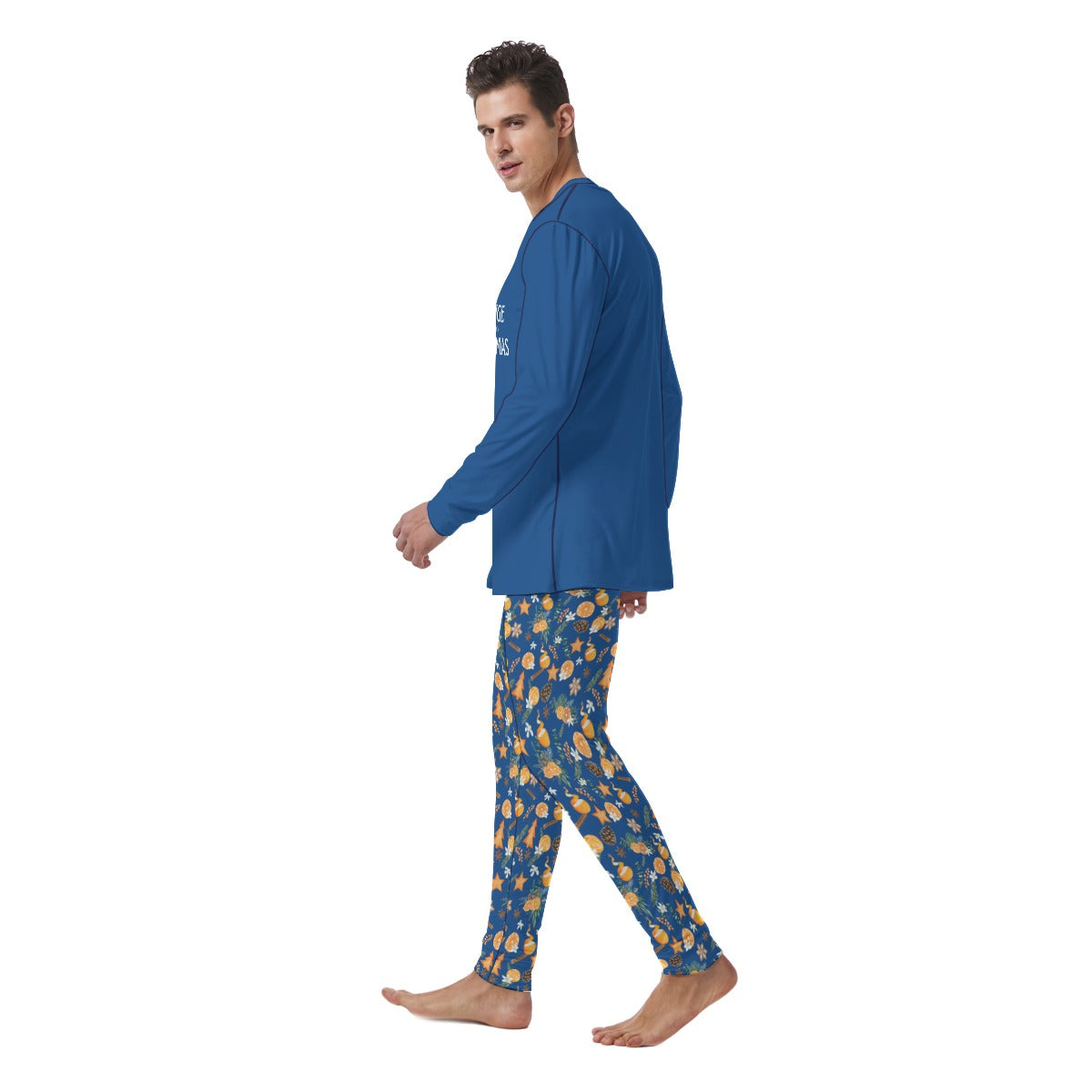 Orange you Glad it's Christmas - Men's Pajamas in Blue
