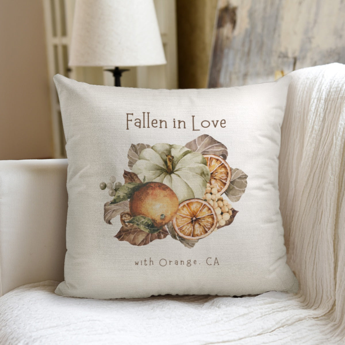 Fallen in Love with Orange couch pillow with pillow Inserts