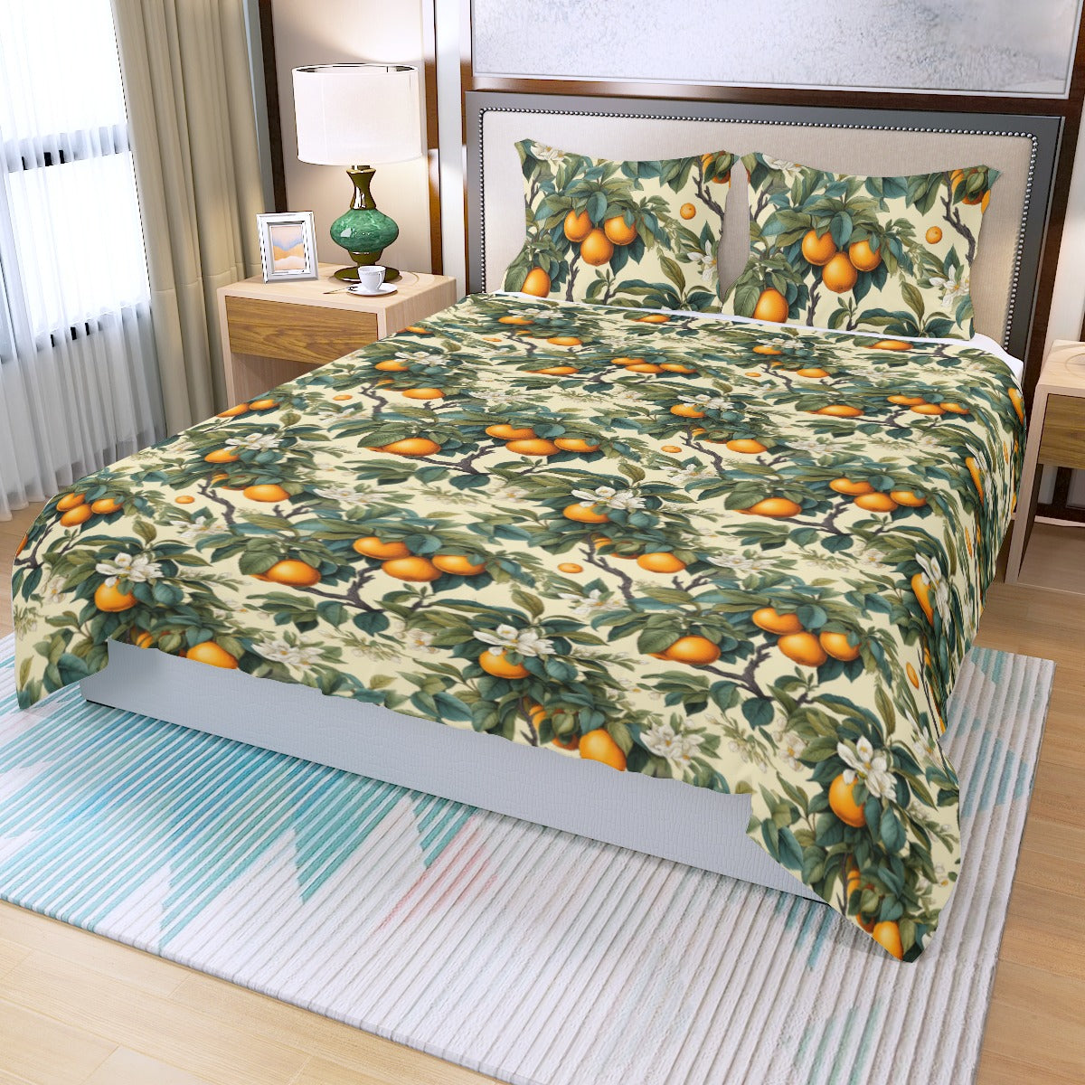 Botanical Citrus Three Piece Duvet Cover Set