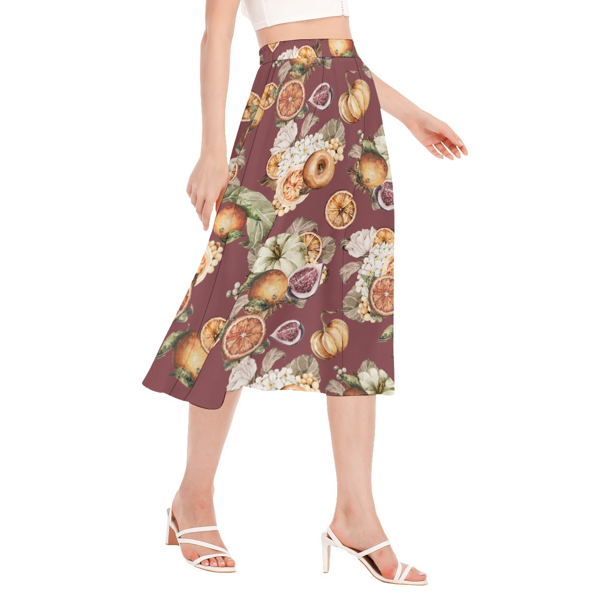 Miss Old Towne Orange Fall Women's Long Section Chiffon Skirt