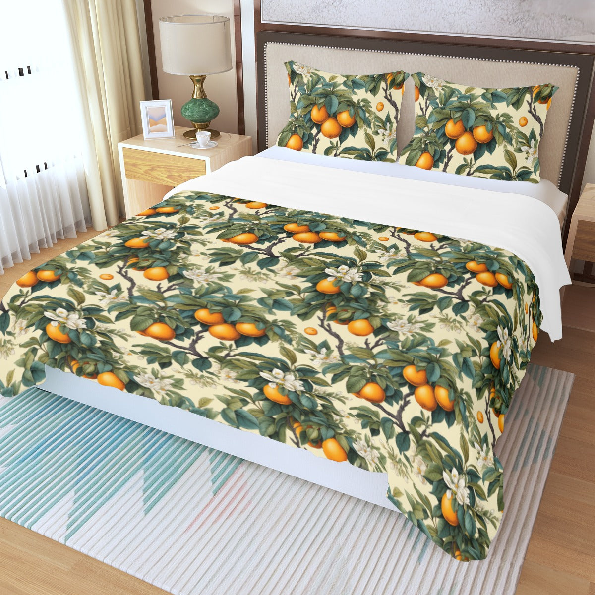 Botanical Citrus Three Piece Duvet Cover Set