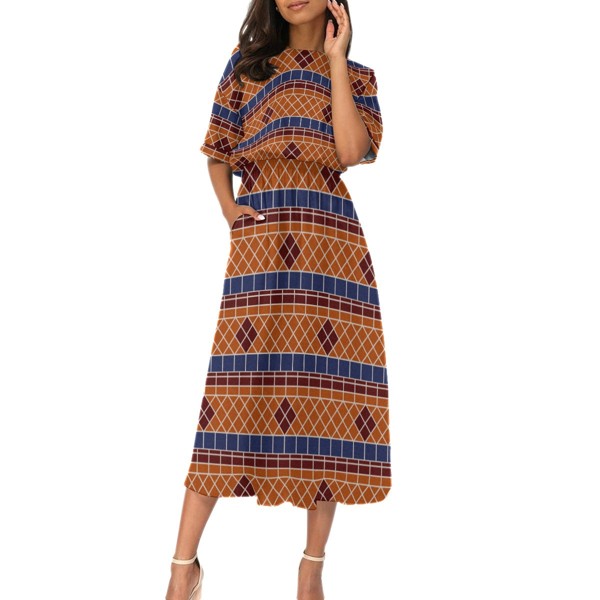 Old Towne Tiles Women's Elastic Waist Dress