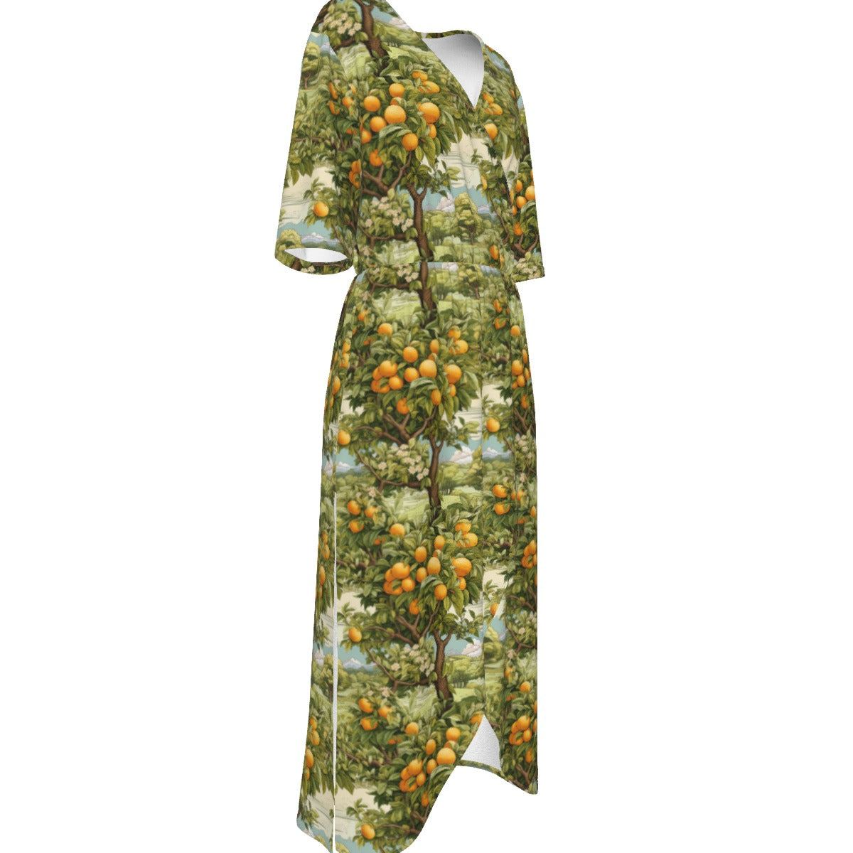Orange Adventure Women's Short Sleeve V-neck Dress