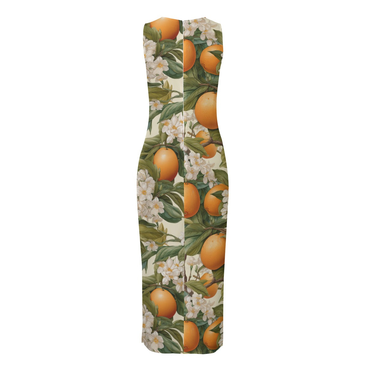 Botanical Citrus Women's Beach Perspective Chiffon Sleeveless Dress