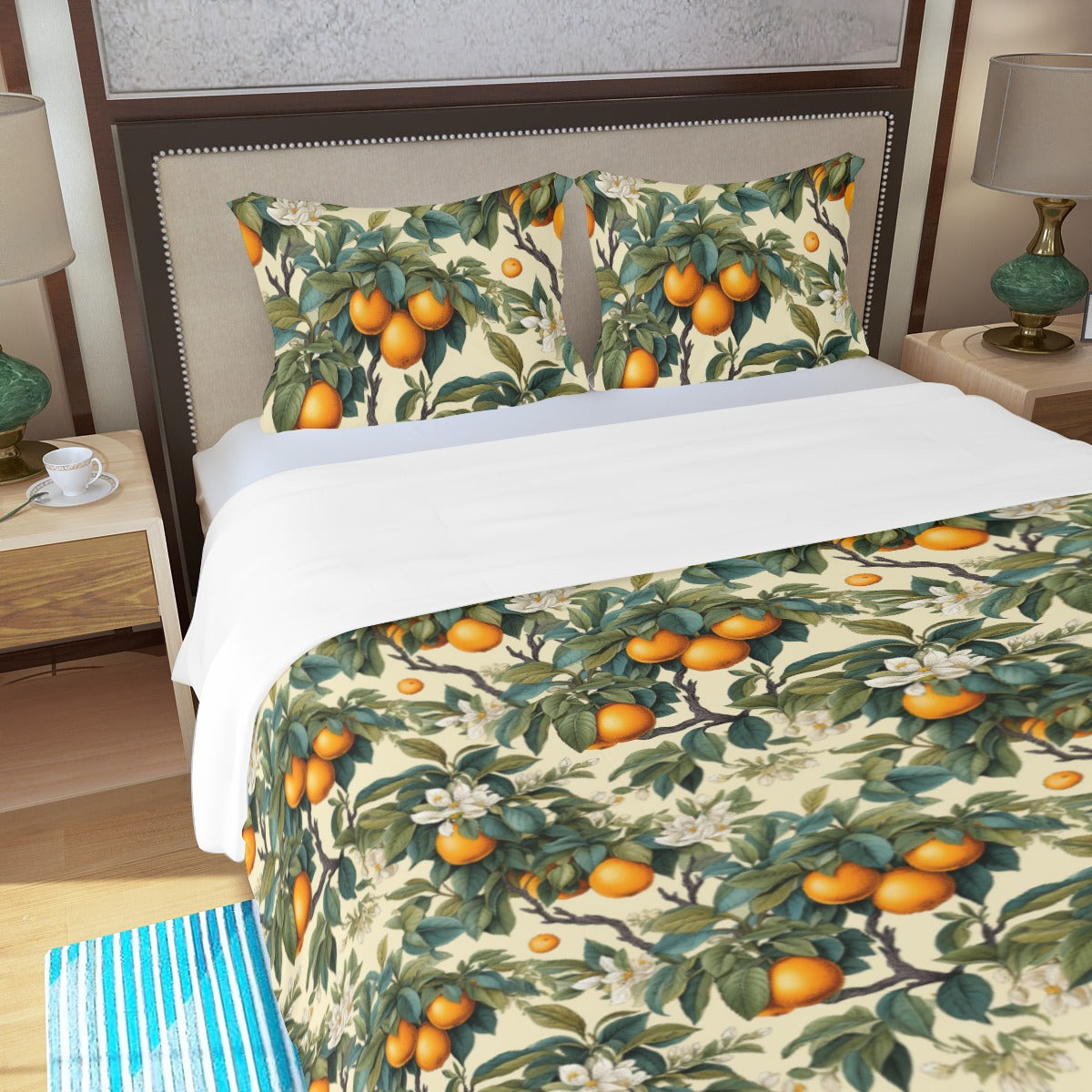 Botanical Citrus Three Piece Duvet Cover Set