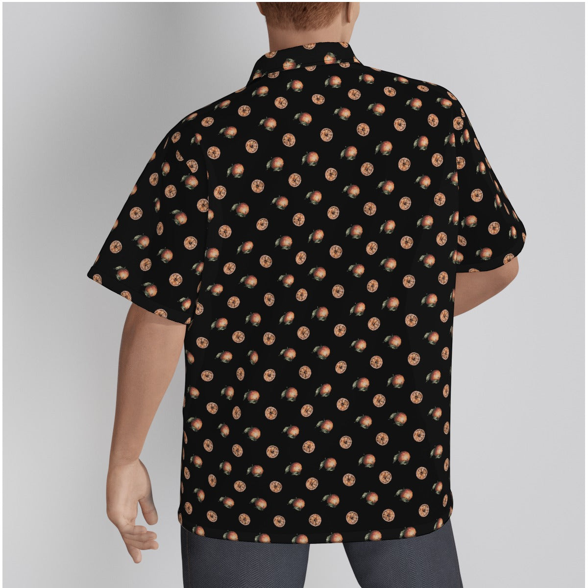 Orange Fall Men's Hawaiian Shirt With Button Closure |115GSM Cotton poplin