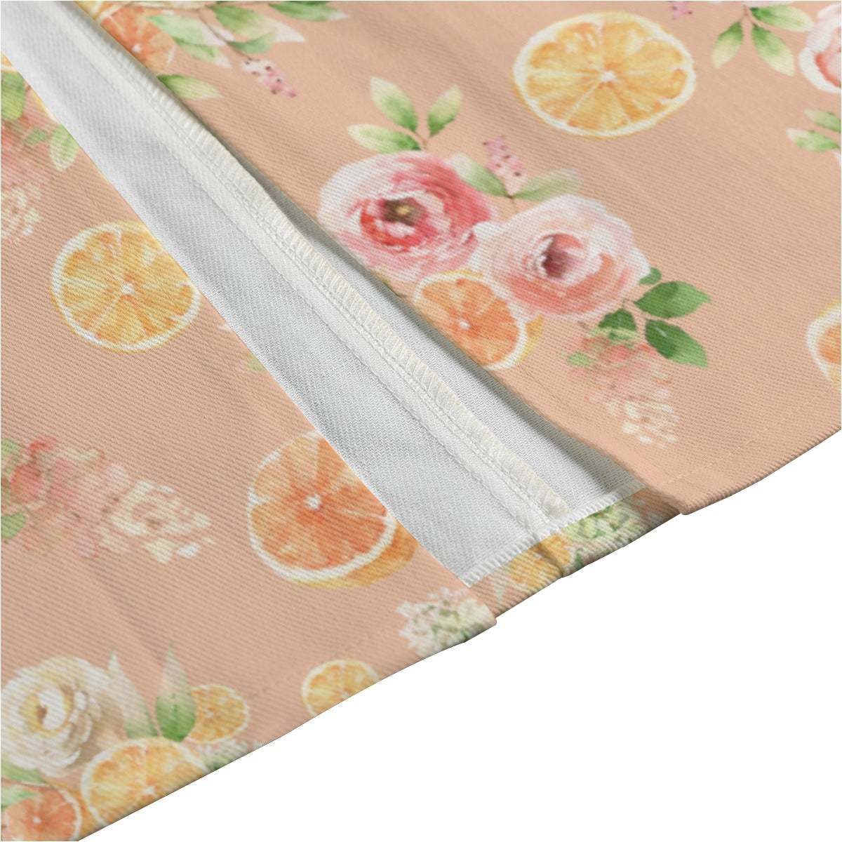 Spring Orange Floral Women's Cotton Skirt with Pockets
