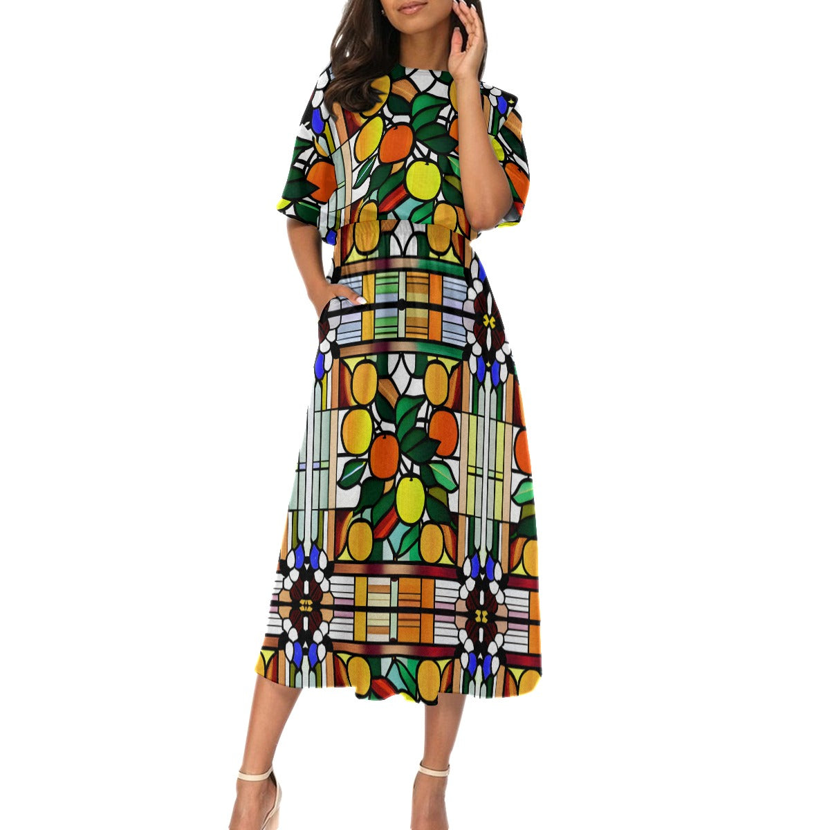 Old Towne Orange Stained Glass Women's Dress