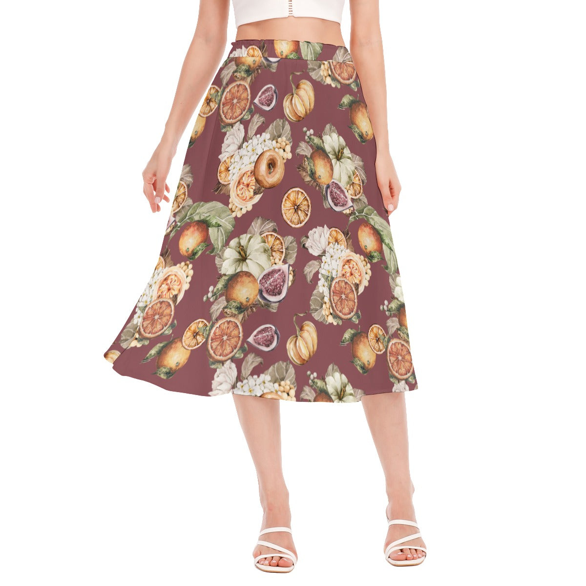 Miss Old Towne Orange Fall Women's Long Section Chiffon Skirt