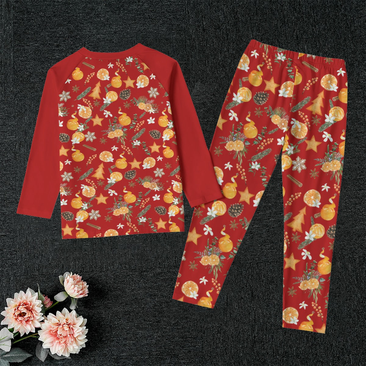Christmas Citrus Kid's Pajamas - Red