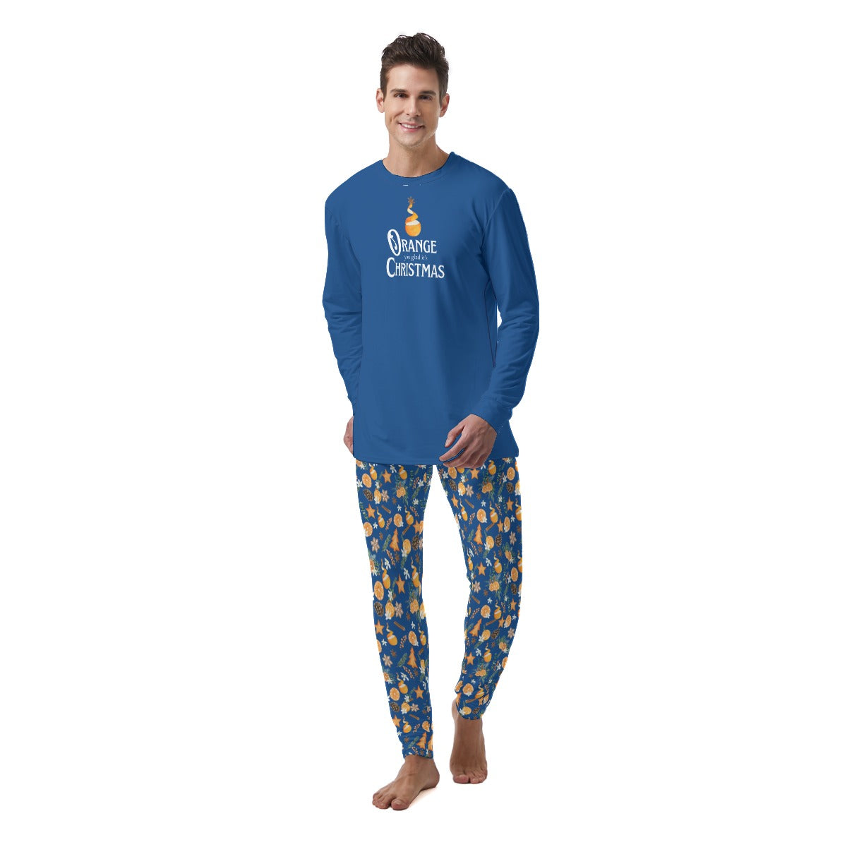 Orange you Glad it's Christmas - Men's Pajamas in Blue