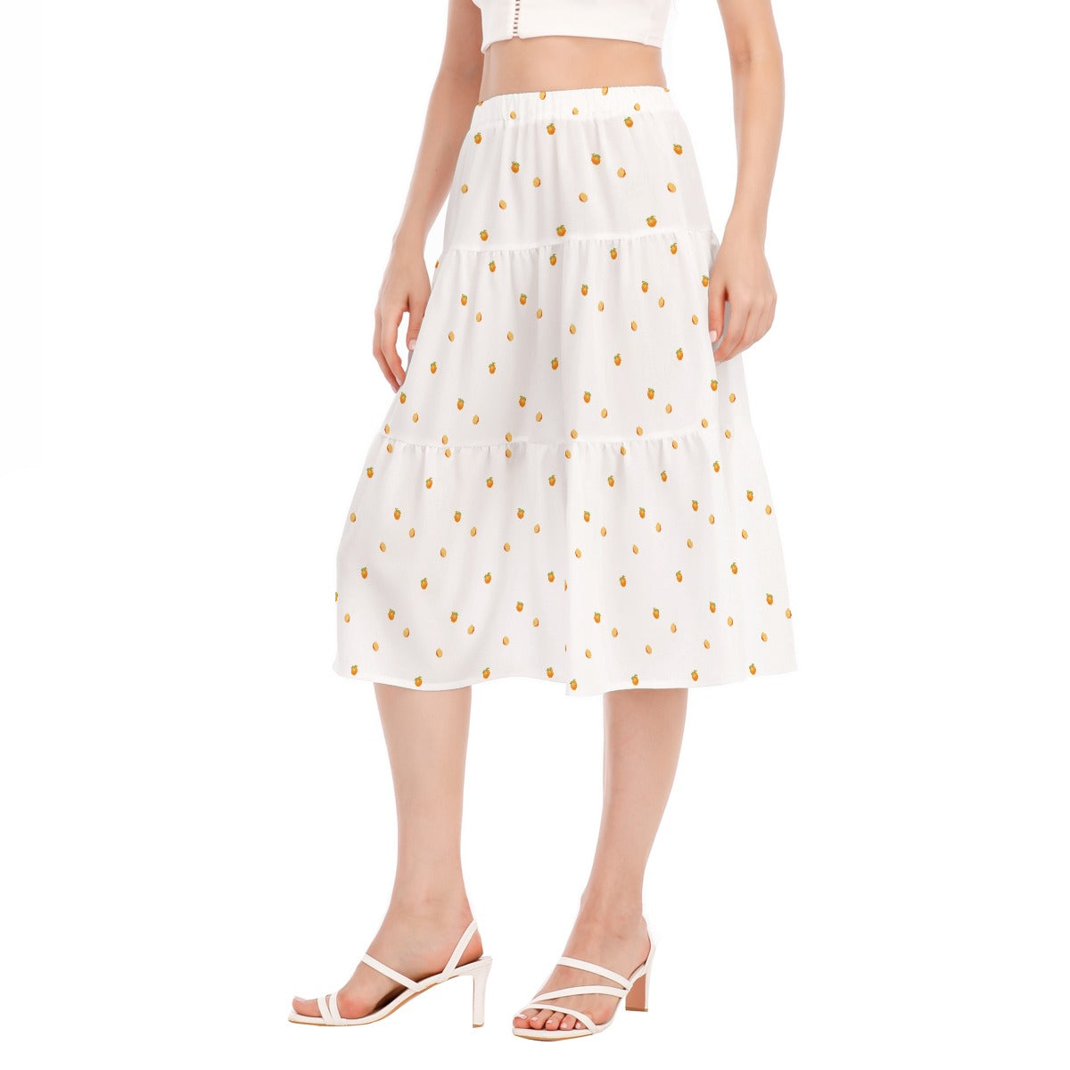 Simple Oranges Women's Stitched Pleated Chiffon Skirt