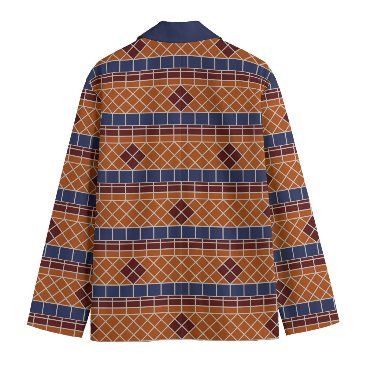 Fountain Tile All-Over Print Men's Casual Flat Lapel Collar Blazer