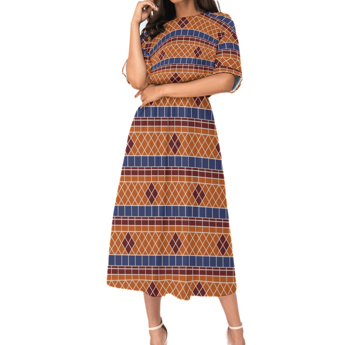 Old Towne Tiles Women's Elastic Waist Dress