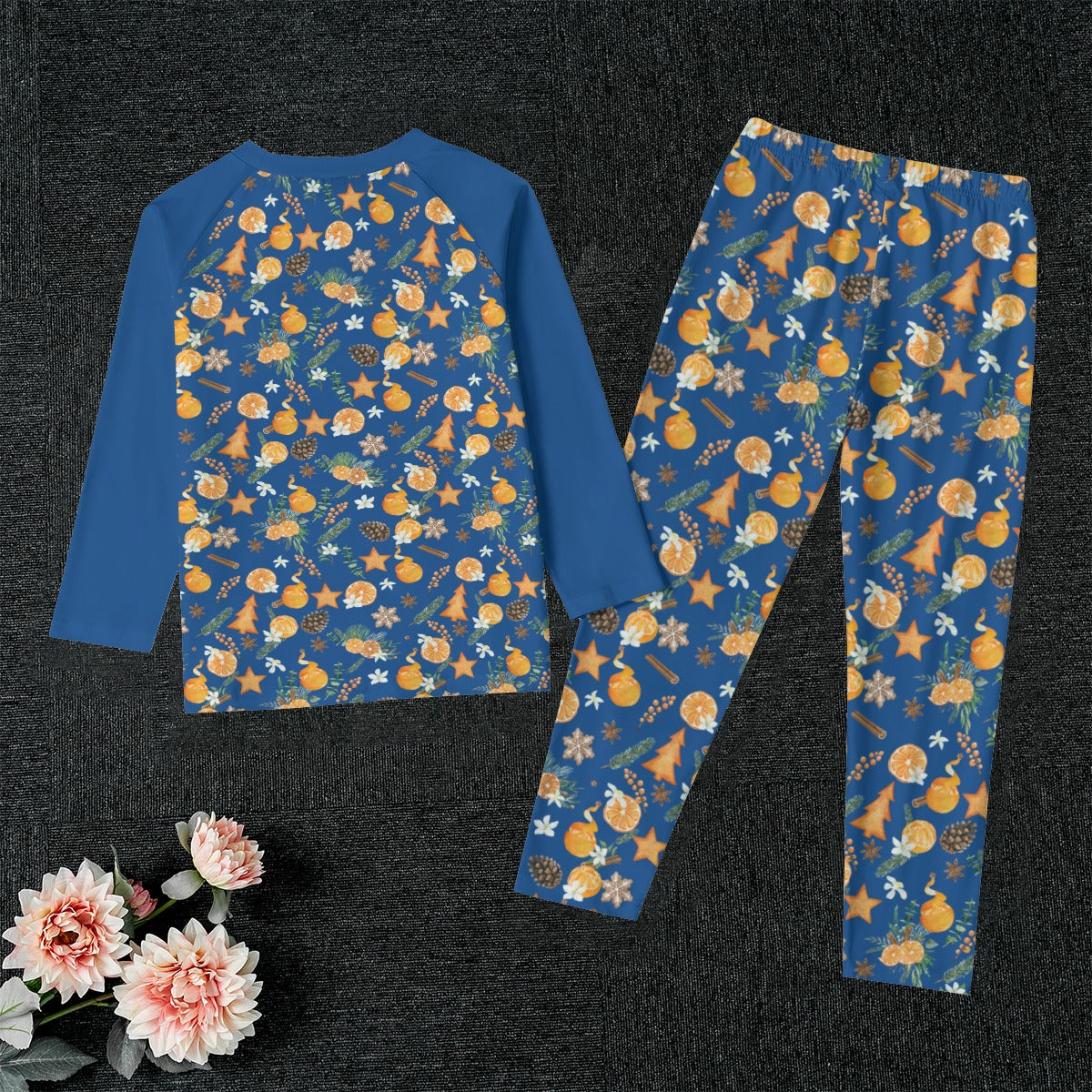 Christmas Citrus Kid's Pajamas - Blue
