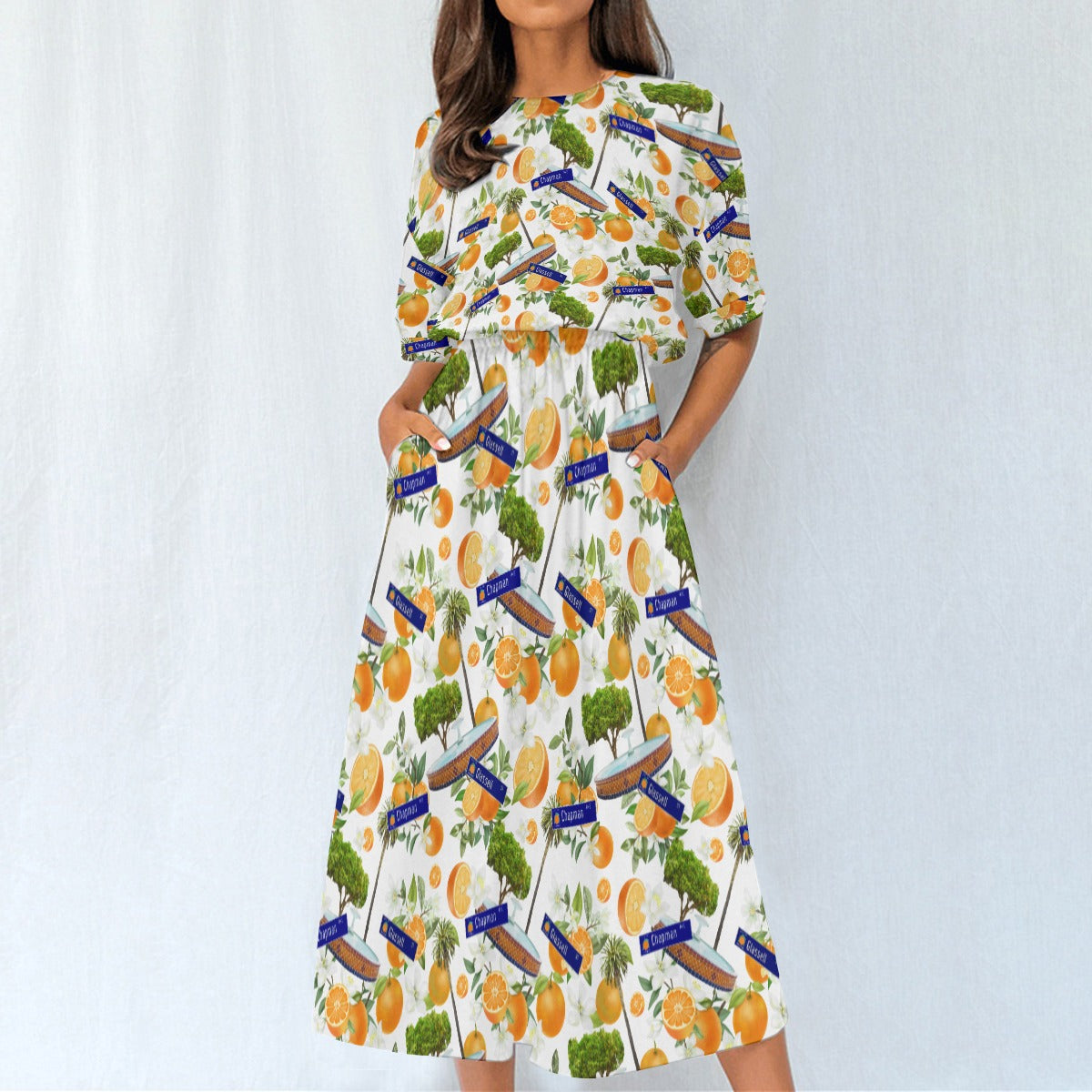 Old Towne Orange Women's Elastic Waist Dress
