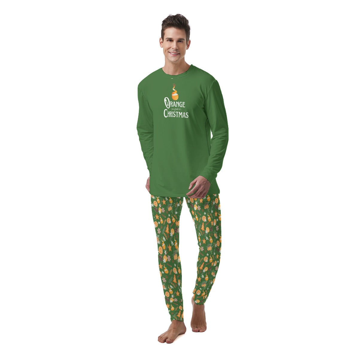 Orange you glad it's Christmas - Men's Pajamas in Green