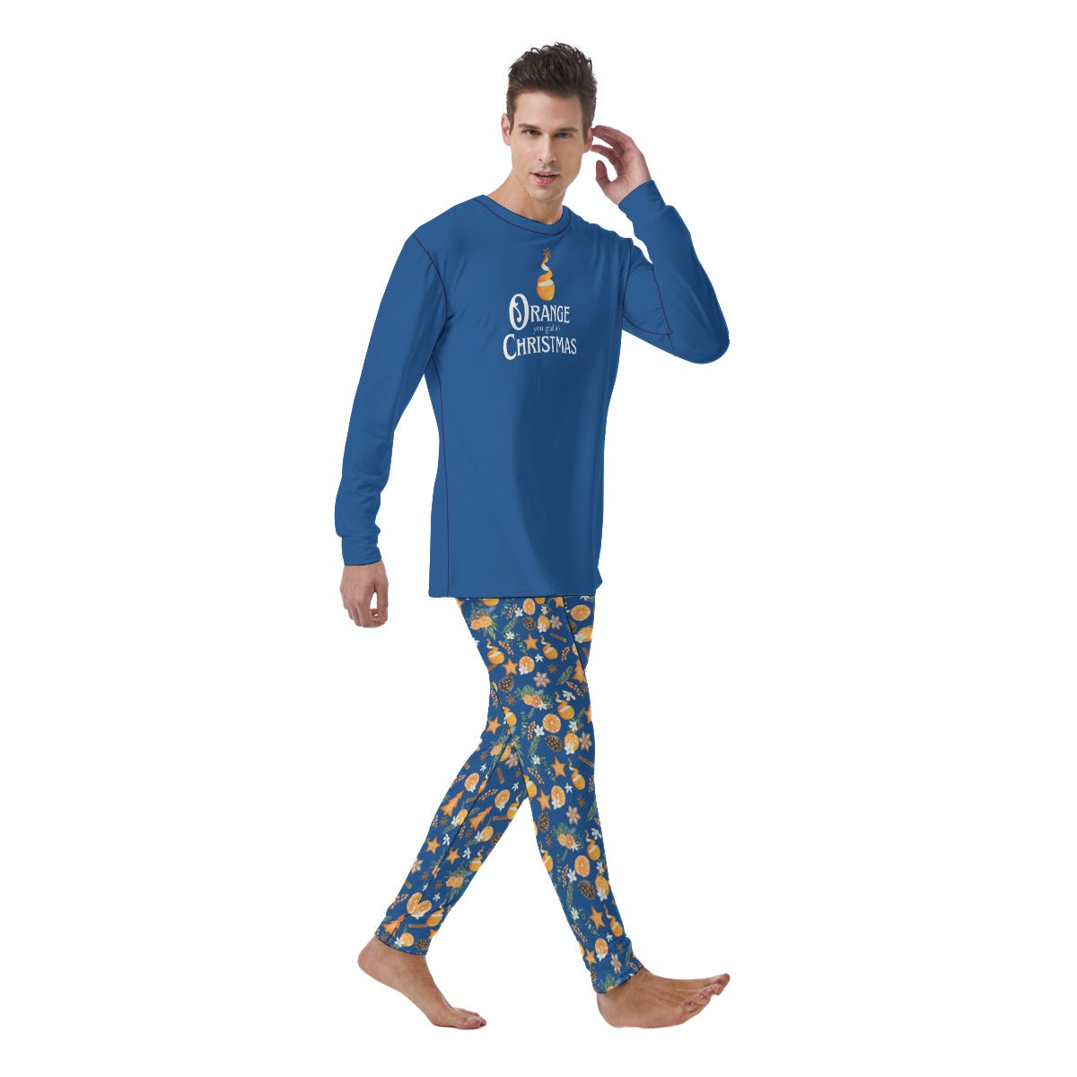 Orange you Glad it's Christmas - Men's Pajamas in Blue