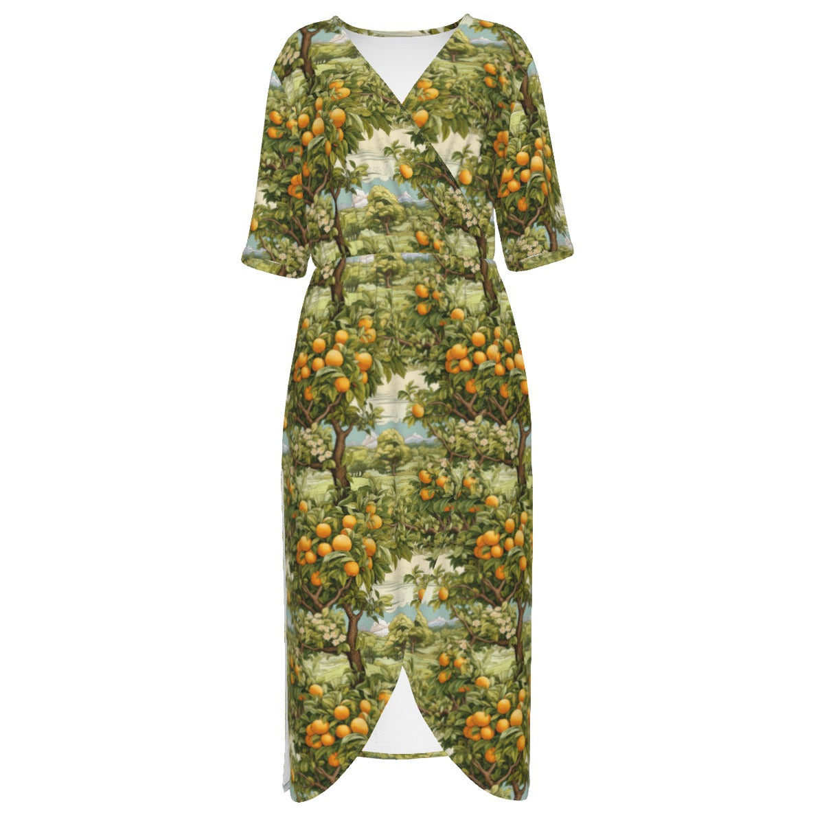 Orange Adventure Women's Short Sleeve V-neck Dress