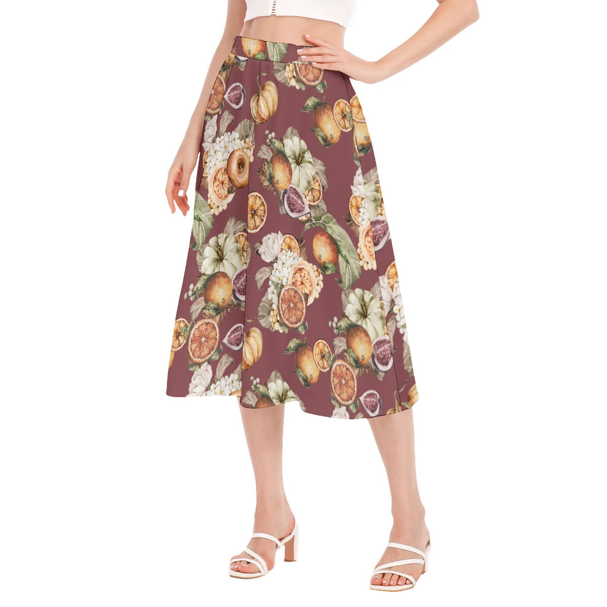 Miss Old Towne Orange Fall Women's Long Section Chiffon Skirt