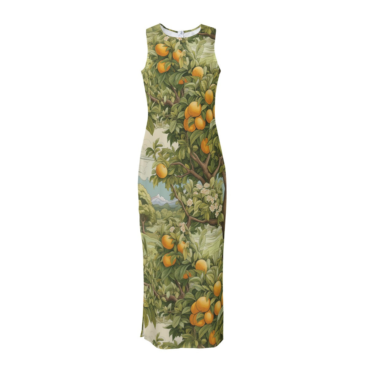 Citrus Adventure Women's Beach Perspective Chiffon Sleeveless Dress