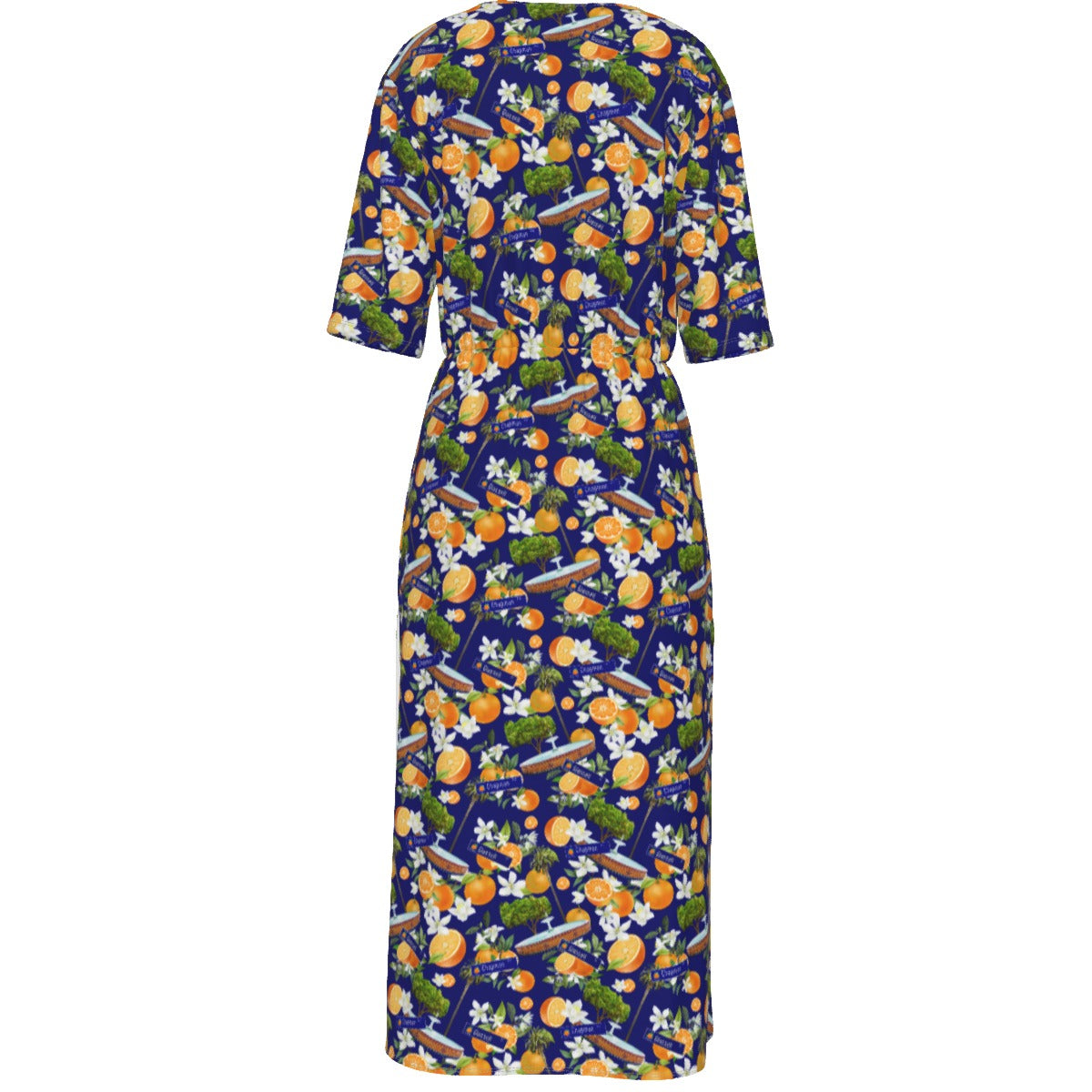 Old Towne Orange Hawaiian Women's Short Sleeve V-neck Dress