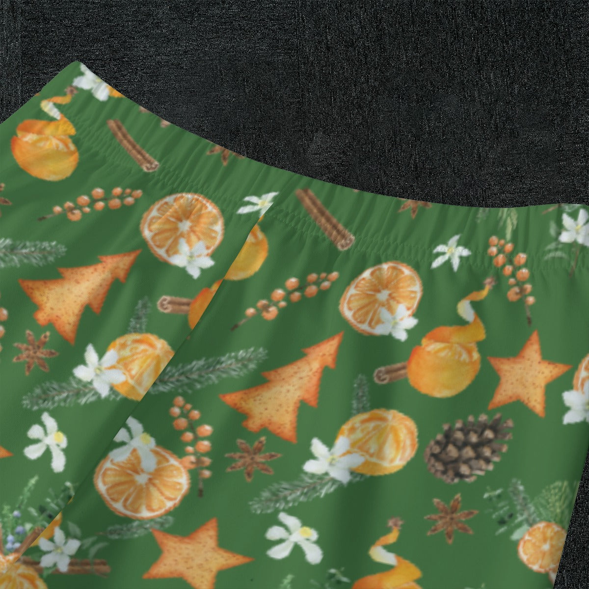 Christmas Citrus Kid's Pajamas - Dark Green