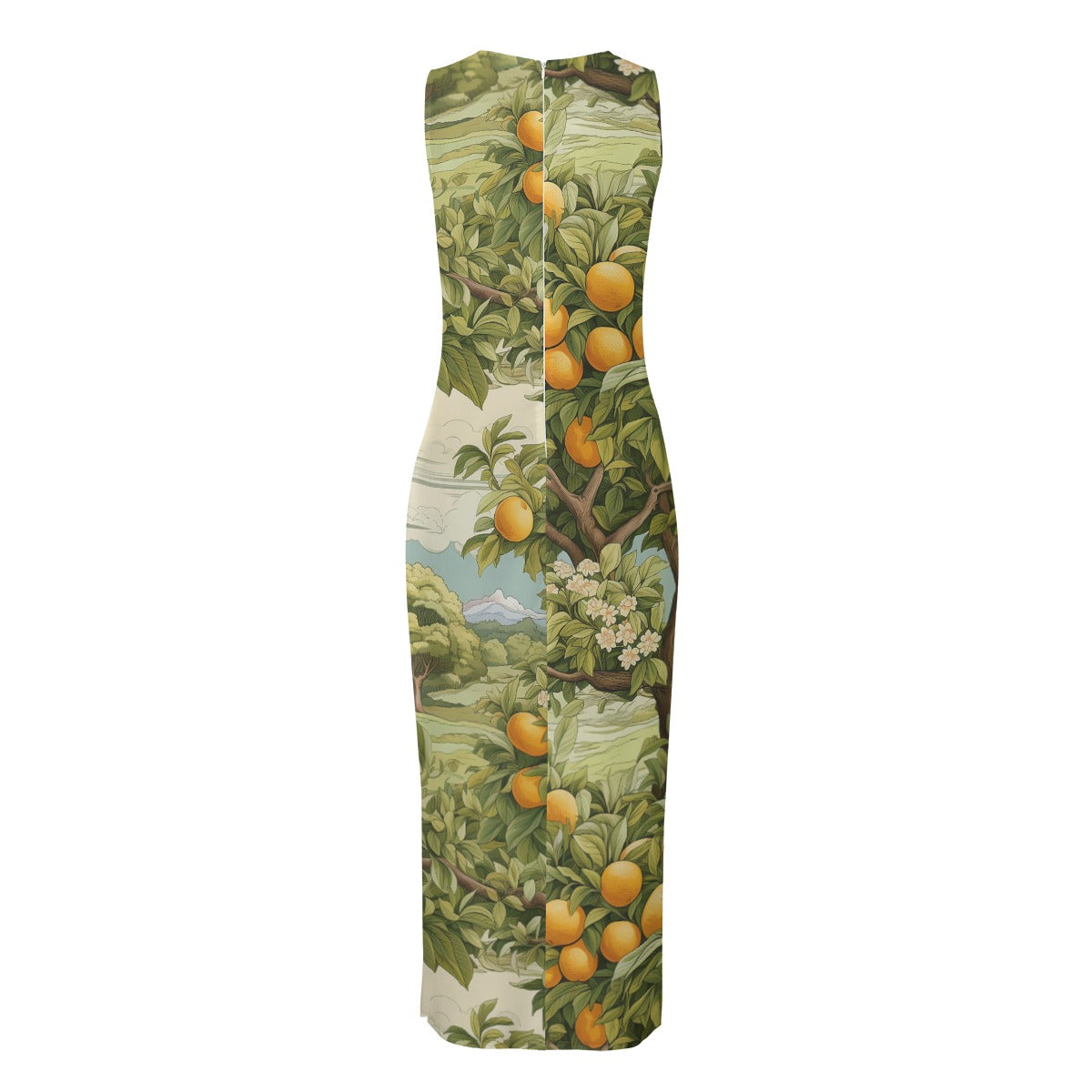 Citrus Adventure Women's Beach Perspective Chiffon Sleeveless Dress